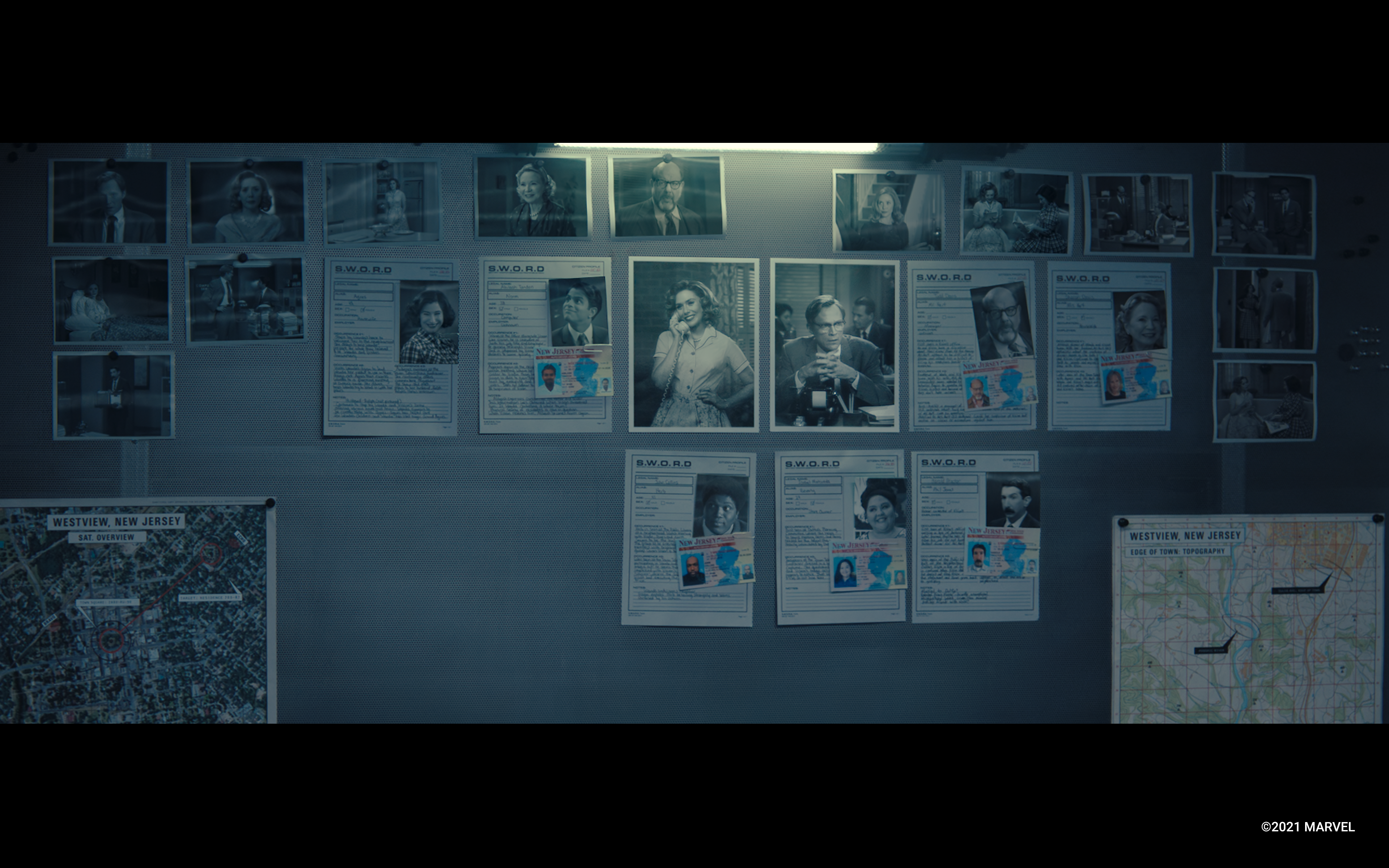 For the photo bilboard on Marvel's Wanda Vision, The Yard VFX took care of the compositing of all posters and photos and maps.