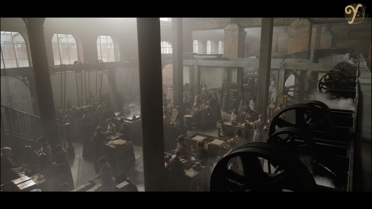 Final shot from the match factory of Enola Holmes 2 for Netflix, with set extensions and CG assets by The Yard VFX