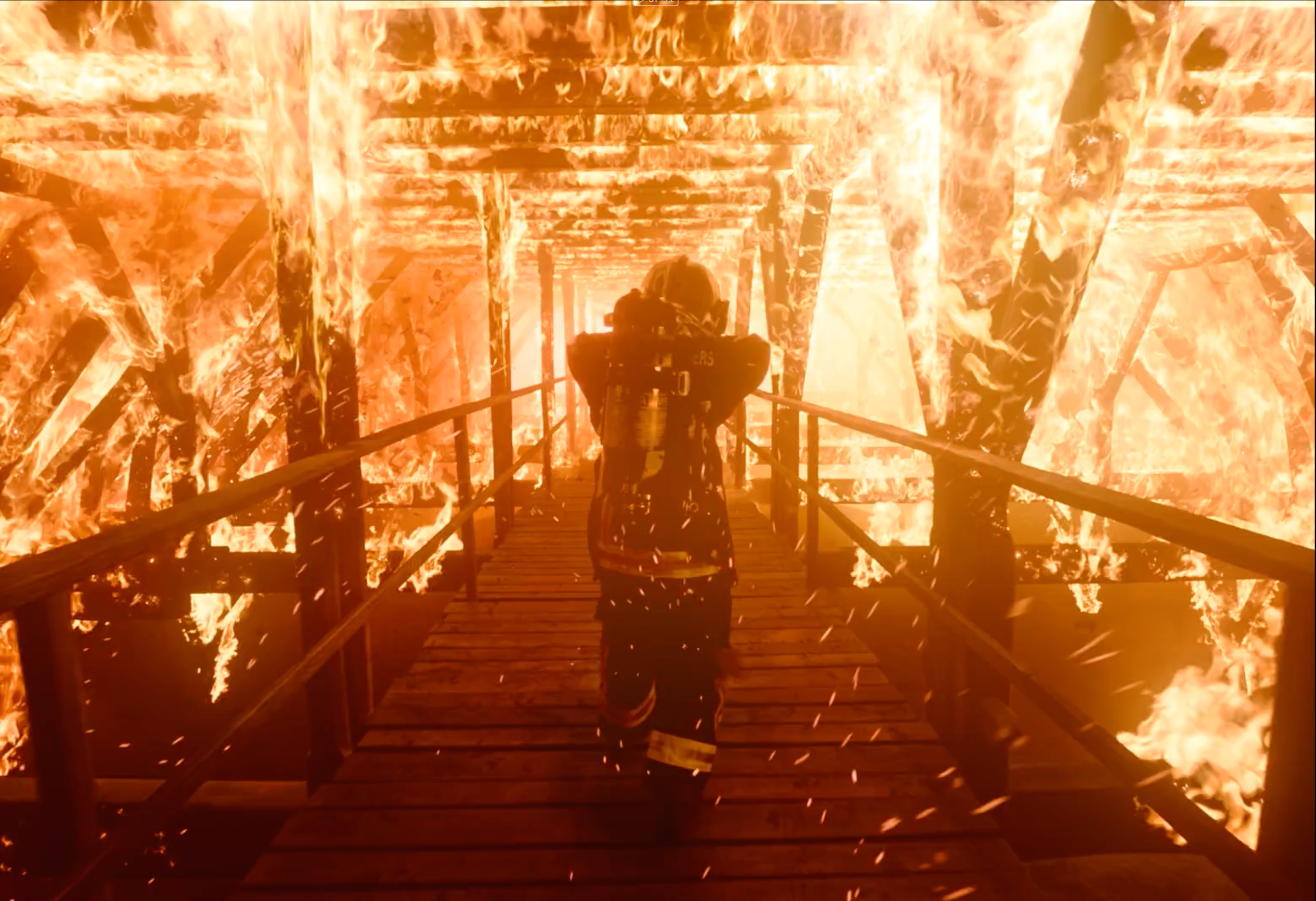 CG fire on firefighters done by The Yard for Notre Dame, the new Netflix series