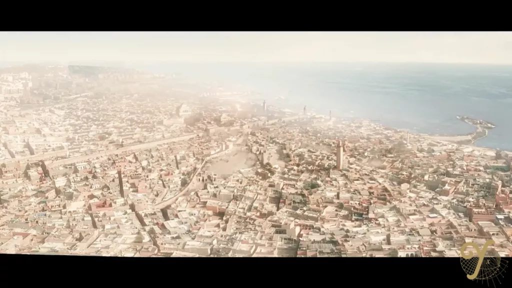 The France-based VFX studio The Yard crafted CGI environment shots of views of Tangier, including an aerial view from helicopter. ©2022 Lucasfilm Ltd. & TM. All Rights Reserved.