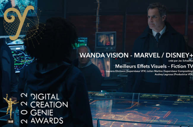 The Yard team represented by Laurens Ehrmann, VFX Supervisor, Julien Martins, Compositing Supervisor and Audrey Lagnous, VFX Producer, are nominated for 2022 Genie Awards for best visual effects in a TV series for their work on Wanda Vision, Marvel, streaming on Disney Plus