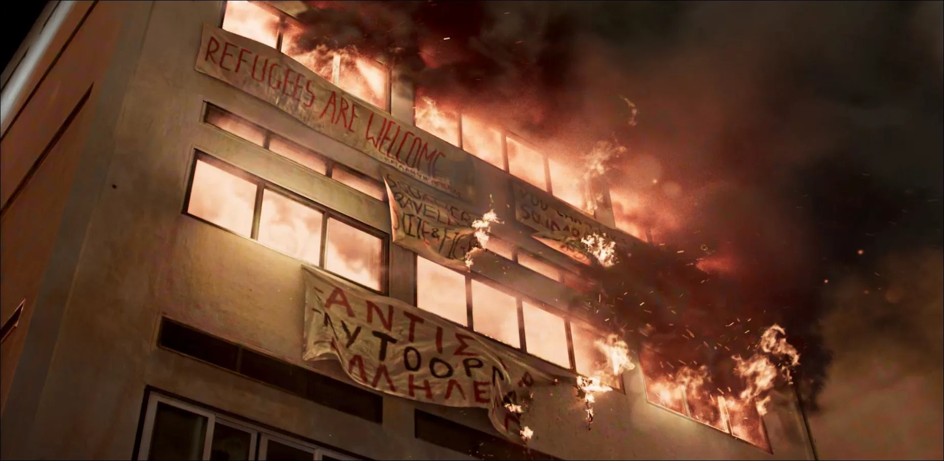 CG fire for the series Greek Salad streaming on Prime Video. VFX by The Yard VFX