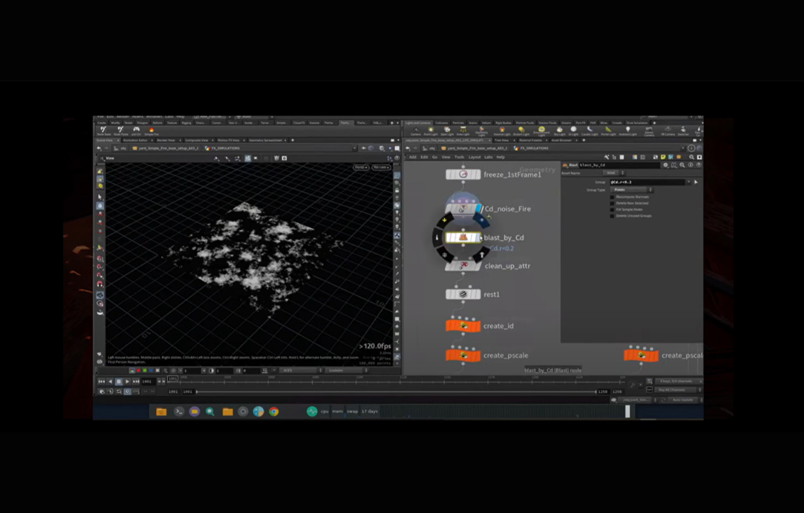Extract from The Art of Burning by Fabian Nowak, Head of FX, The Yard VFX - "The Yard Simple Fire" procedural tool - attribute paint tool