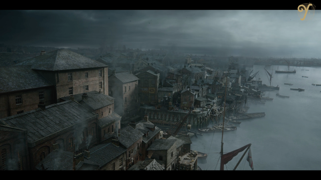 Final aerial view of London Thames harbor from Enola Holmes 2 (Netflix) done by The Yard