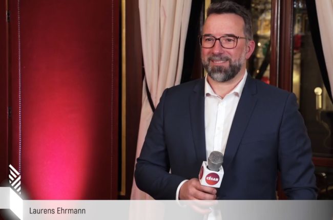 Laurens Ehrmann, fondateur de The Yard VFX, interviewé au diner des nommés aux César 2023, pour la catégorie meilleurs effets visuels.