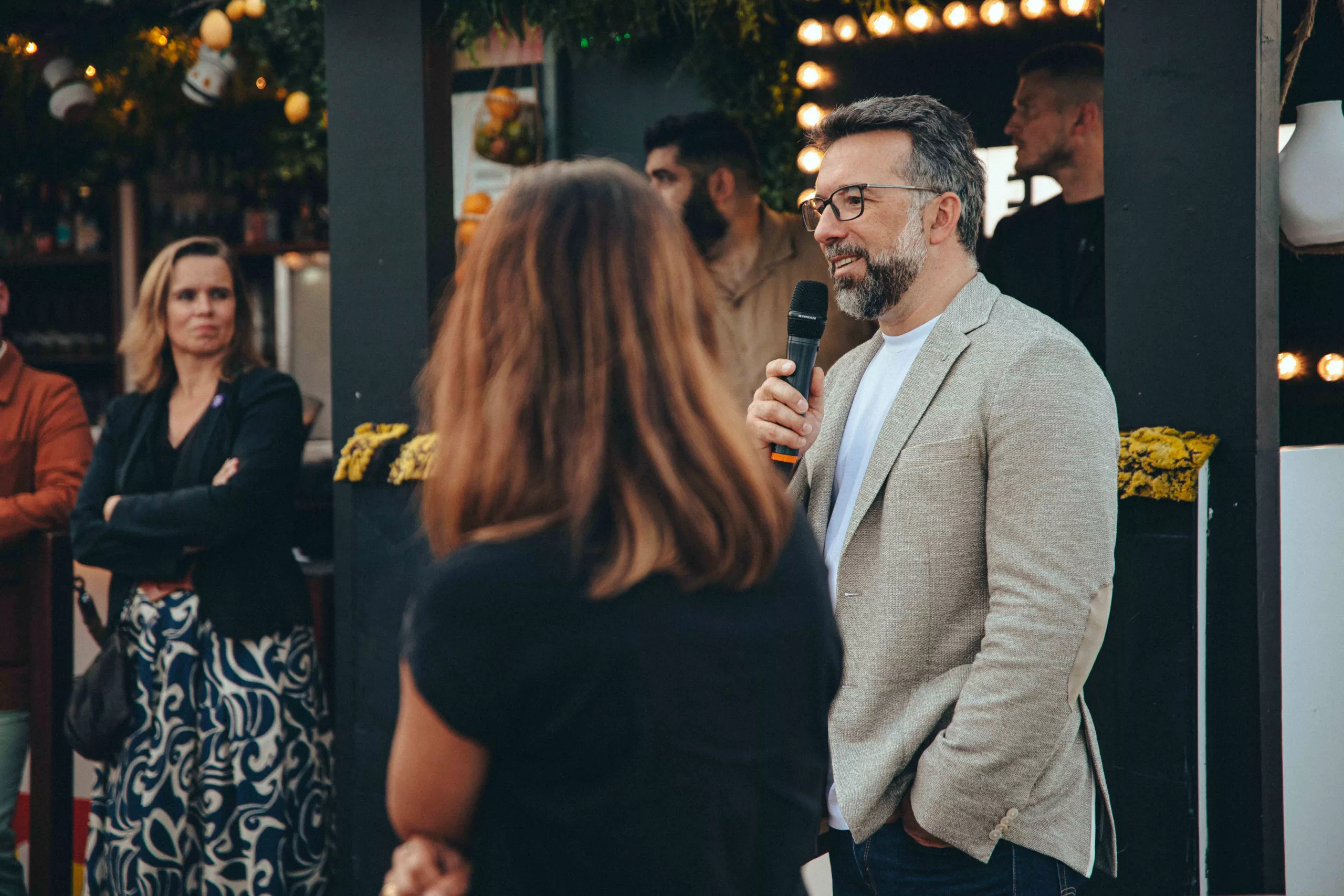Laurens Ehrmann, Founder and CEO of The Yard VFX, speaking at the opening party in Montpellier