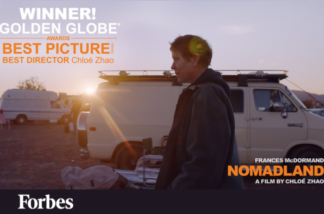 Nomadland, directed by Chloé Zhao, with VFX by The Yard, wins Golden Globe for Best Picture Drama and Best Director