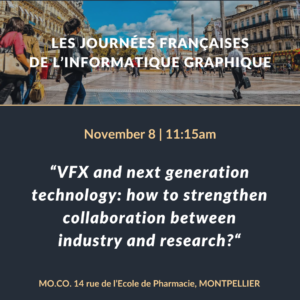 Alexis Oblet, CTO of The Yard, participated in the 2023 JFIG, and hosted a presentation in the industrial session entitled "VFX and next-generation technology : how to strengthen collaboration between industry and research"