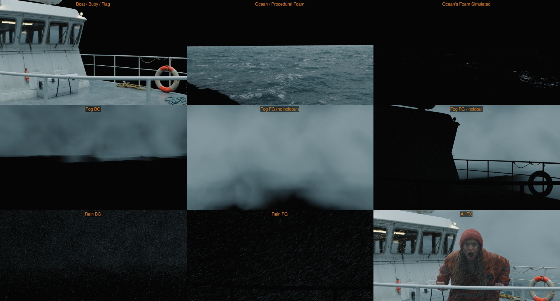 For Prime Video's series Etoile, the France-based studio The Yard took care of extensive FX work to render a storm at sea, working on details such as the ocean simulation, fog, and rain.