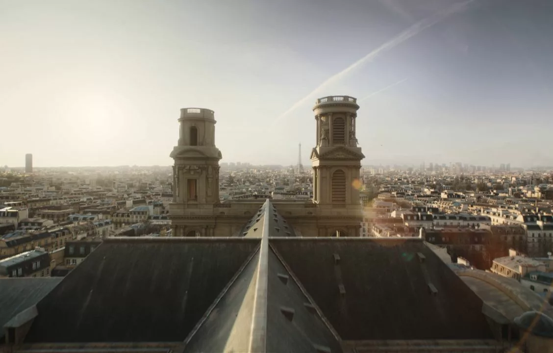 France-based VFX studio The Yard delivered a dramatic shot lifting up beyond the rooftops for The Family Plan 23.