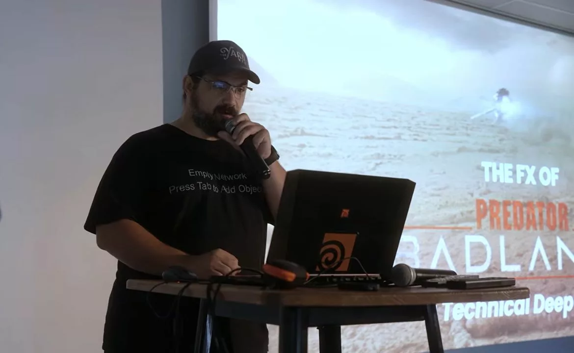 Head of FX, Fabian Nowak, presents the technical setups of the effects simulations of Predator Badlands.